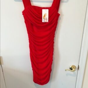 Red Satin Spaghetti strap  Dress